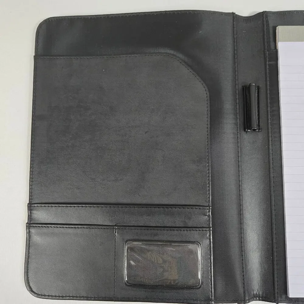 Classic Business Executive Padfolio Padded Faux Leather Black 10 x 13